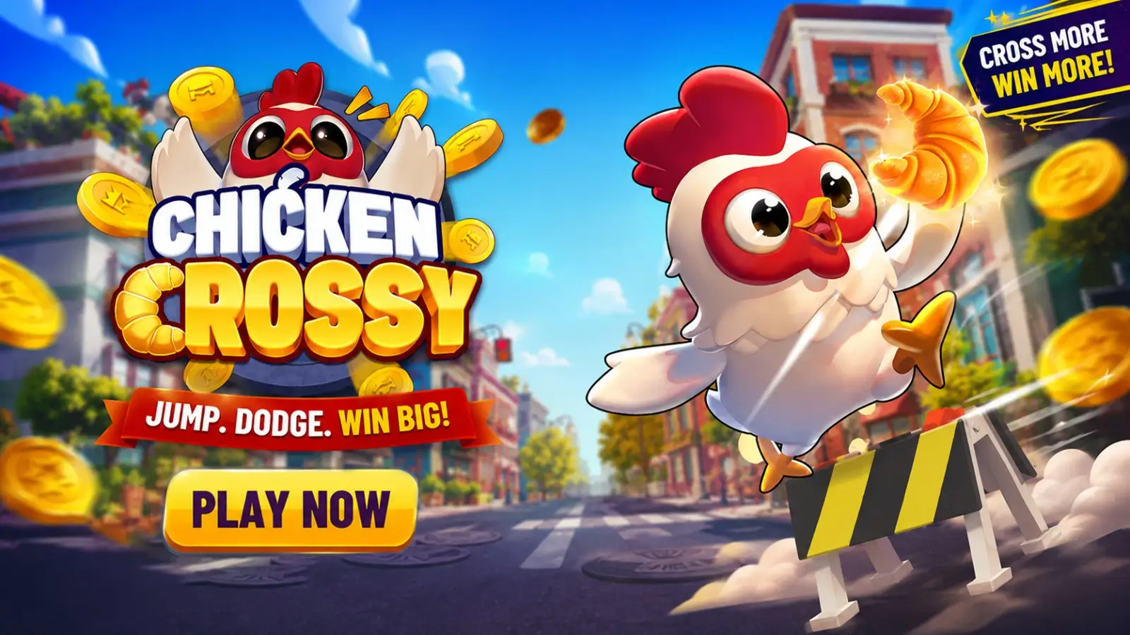 chicken crossy game . jump,dodge and win